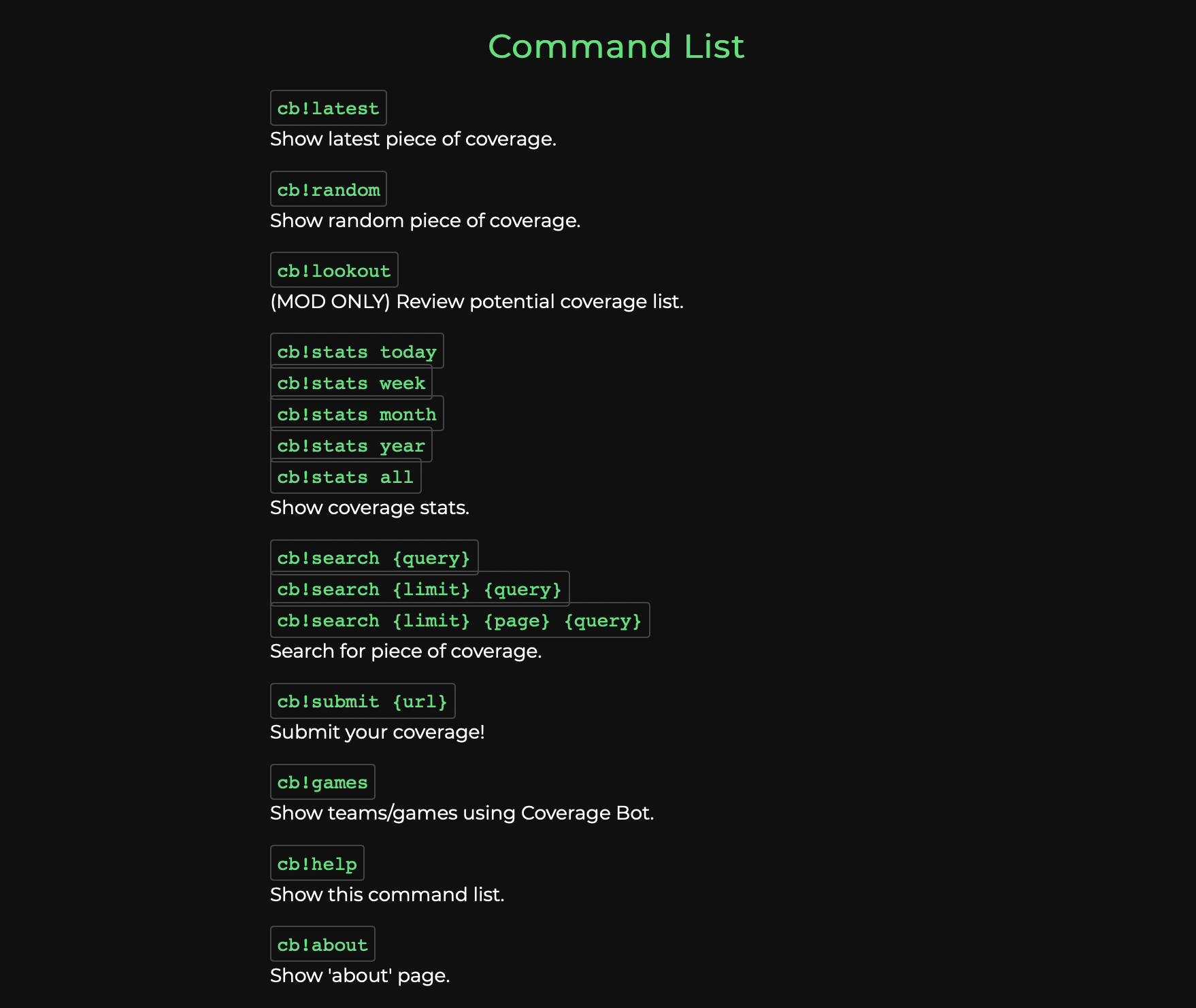 New Command List