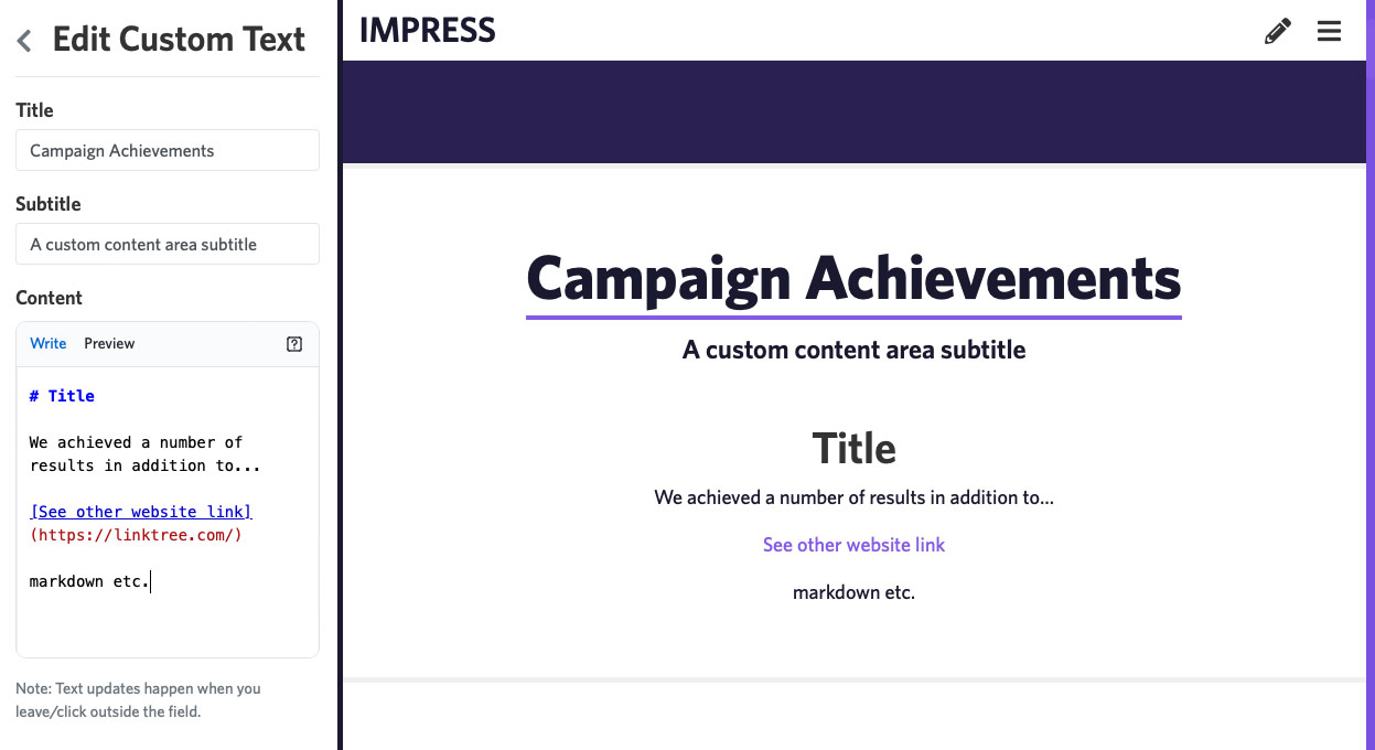 Coverage Reports - Custom Text Sections