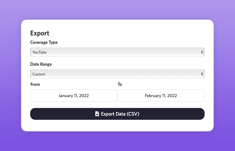 Export CSV Data