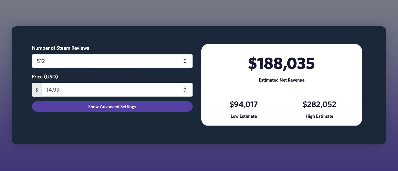 Steam Revenue Calculator