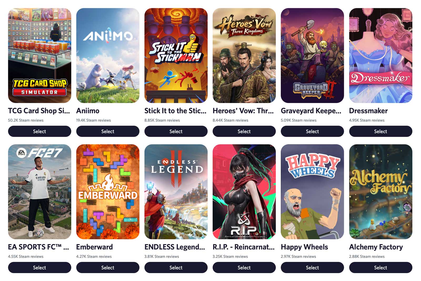 Search creators by similar games